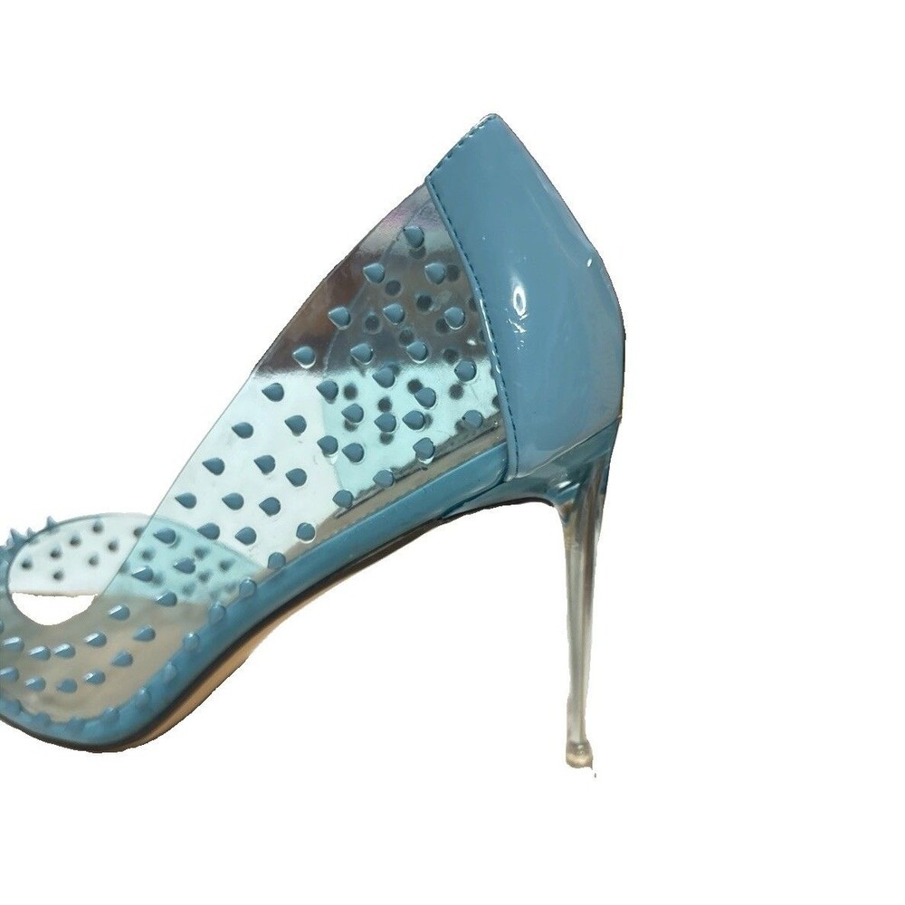 Steve Madden Tolima Blue Clear Spiked Pointed Toe Pumps Stiletto Heels Size 10 - Picture 5 of 11